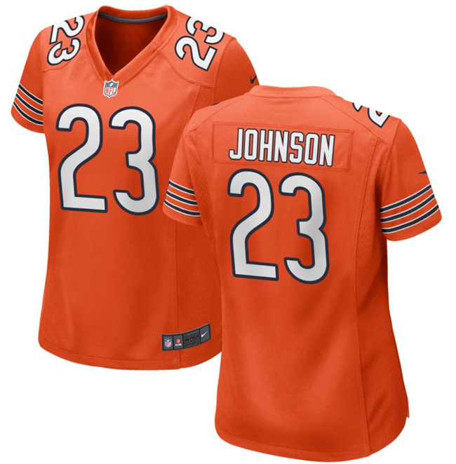 Women's Chicago Bears #23 Roschon Johnson Orange Football Stitched Game Jersey(Run Small)